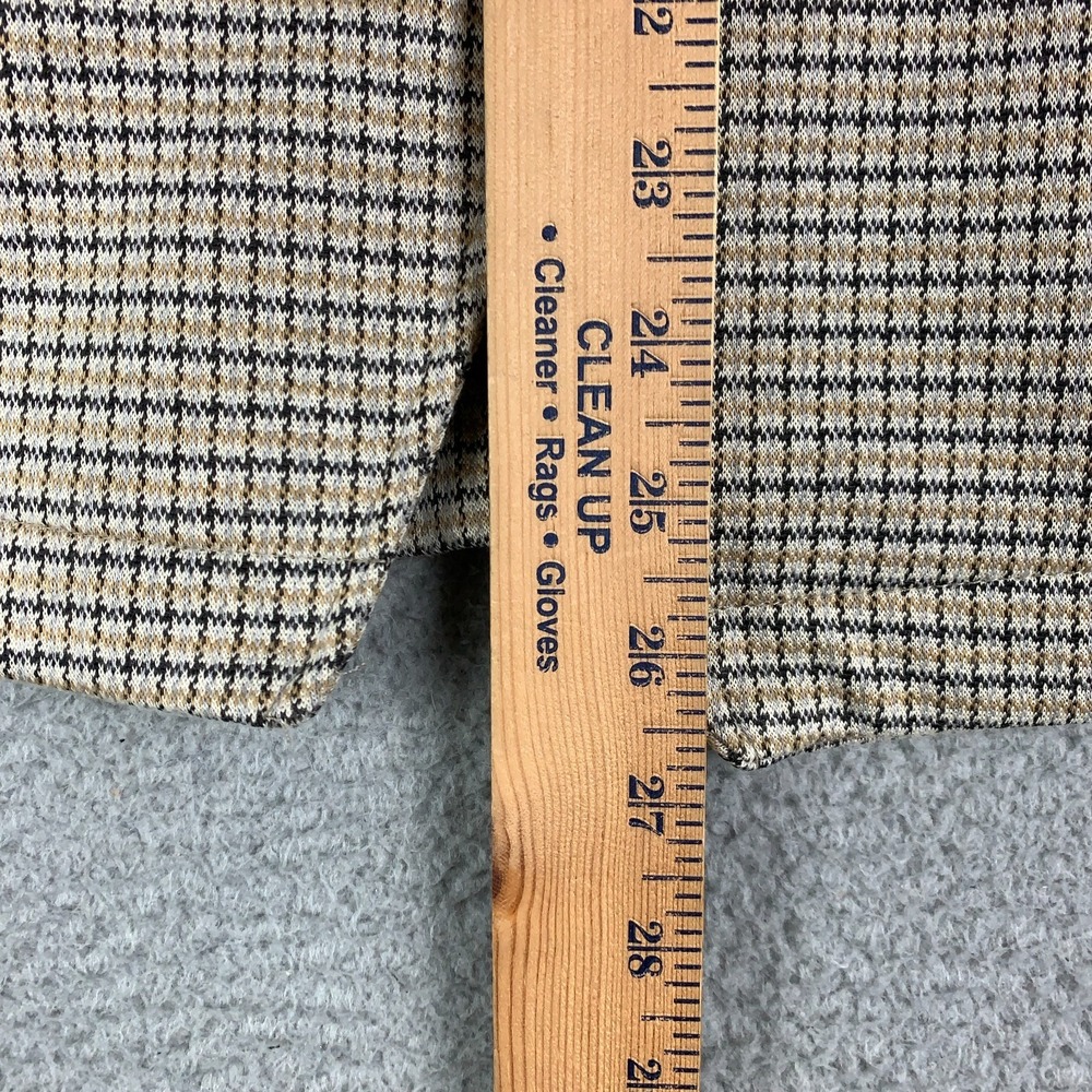 Anthropologie Maeve Collegiate Blazer Women's Large Tan Plaid Knit Asymmetrical - Picture 11 of 14